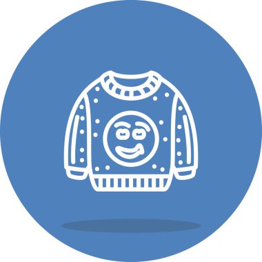 Emoji Satır Simgesi olan süveter, Beyaz Arkaplanda İzole Edilmiş Basit İllüstrasyon