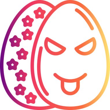 Paskalya Yumurta Çizgisi Simgesi, Düz Emoji, Basit Resimler Beyaz Arkaplanda İzole Edildi