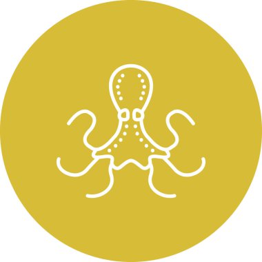 Dairesel çerçeve içinde desenli arkaplan seti olan minimalist ahtapot simgesi