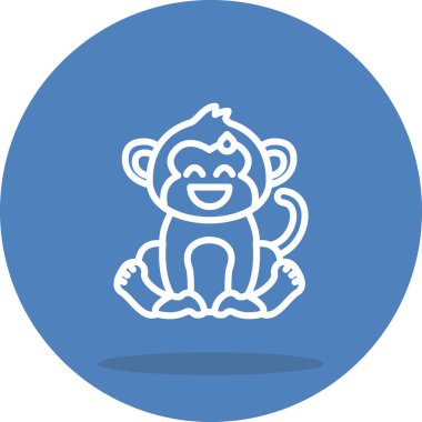 Çizgi Maymun Çizgisi Simgesi, Beyaz Arkaplanda Yaratıcı İllüstrasyon