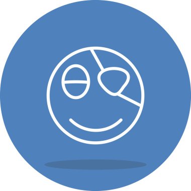 Gülen emoji suratı, tek gözünün üstüne korsan göz bandı takıyor ve basit kıvrımlı bir ağız takıyor. Uygulama için uygun simge.