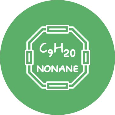 Chemical structure of Nonane molecule, web simple icon