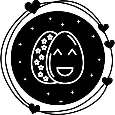 Paskalya Yumurta Çizgisi Simgesi, Düz Emoji, Basit Resimler Beyaz Arkaplanda İzole Edildi