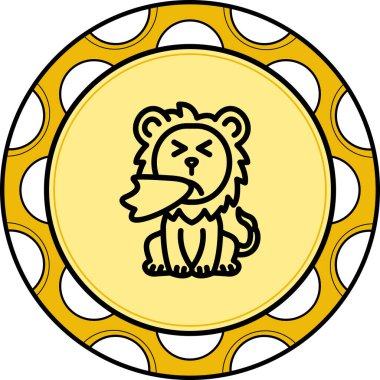 Aslan Hattı Simgesi Beyaz Arkaplanda İzole Edildi