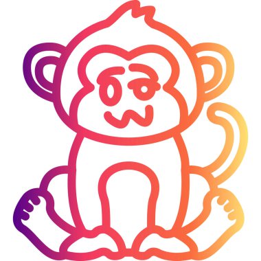 Çizgi Maymun Çizgisi Simgesi, Beyaz Arkaplanda Yaratıcı İllüstrasyon