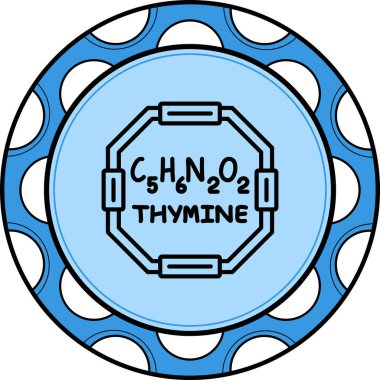 Chemical structure of Thymine molecule, web simple icon