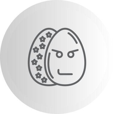 Paskalya Yumurta Çizgisi Simgesi, Düz Emoji, Basit Resimler Beyaz Arkaplanda İzole Edildi