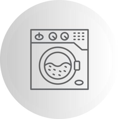 Çamaşır Makinesi Simgesi Basit düz illüstrasyon