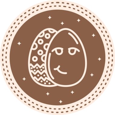 Paskalya Yumurta Çizgisi Simgesi, Düz Emoji, Basit Resimler Beyaz Arkaplanda İzole Edildi