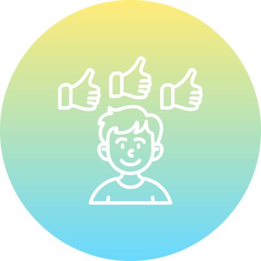 Sosyal medya geribildirim grafikleri, gözden geçirme uygulamaları veya topluluk web sayfaları için uygun başparmakları olan gülümseyen bir çocuğu gösteriyor.