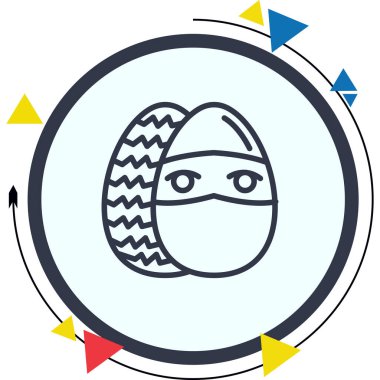 Paskalya Yumurta Çizgisi Simgesi, Düz Emoji, Basit Resimler Beyaz Arkaplanda İzole Edildi