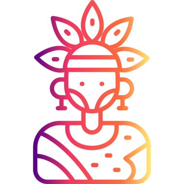 Yerel Kabile Kızı Web ikonu vektör illüstrasyonu