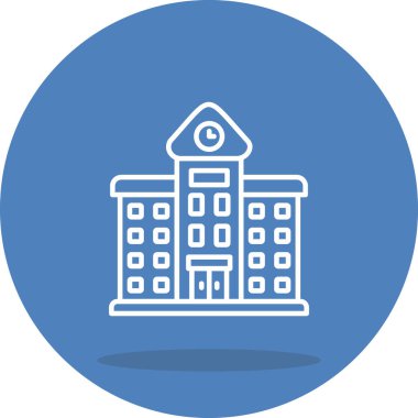 Okul Binası Yenilikçi Düz Ürün Tasarım Sembolü