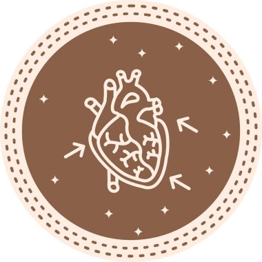 Beyaz arka planda karıncığını gösteren küçük okları olan insan kalbi..