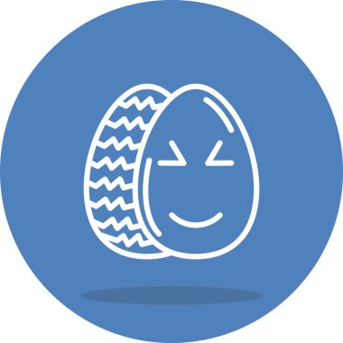 Paskalya Yumurta Çizgisi Simgesi, Düz Emoji, Basit Resimler Beyaz Arkaplanda İzole Edildi