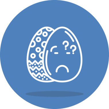 Paskalya Yumurta Çizgisi Simgesi, Düz Emoji, Basit Resimler Beyaz Arkaplanda İzole Edildi