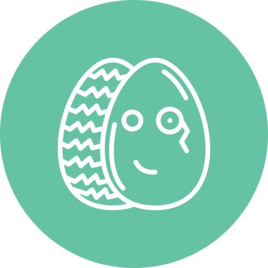 Paskalya Yumurta Çizgisi Simgesi, Düz Emoji, Basit Resimler Beyaz Arkaplanda İzole Edildi