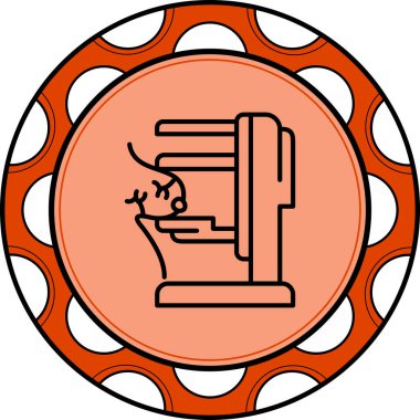 Mammografi makinesi tarama işlemi için meme sıkıştırıyor.