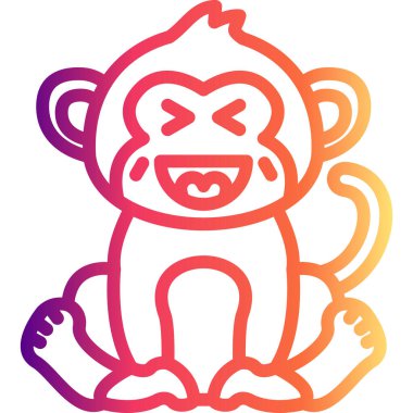 Çizgi Maymun Çizgisi Simgesi, Beyaz Arkaplanda Yaratıcı İllüstrasyon