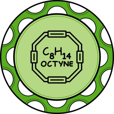 Chemical structure of Octyne molecule, web simple icon