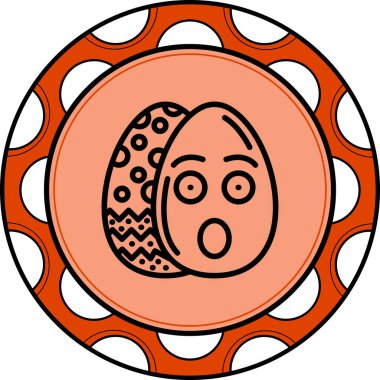 Paskalya Yumurta Çizgisi Simgesi, Düz Emoji, Basit Resimler Beyaz Arkaplanda İzole Edildi