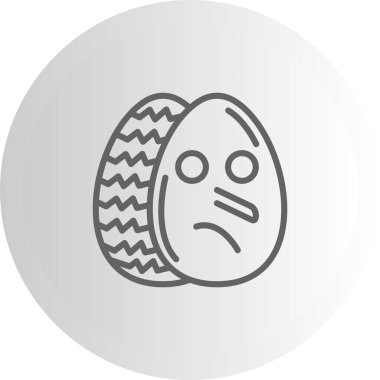 Paskalya Yumurta Çizgisi Simgesi, Düz Emoji, Basit Resimler Beyaz Arkaplanda İzole Edildi