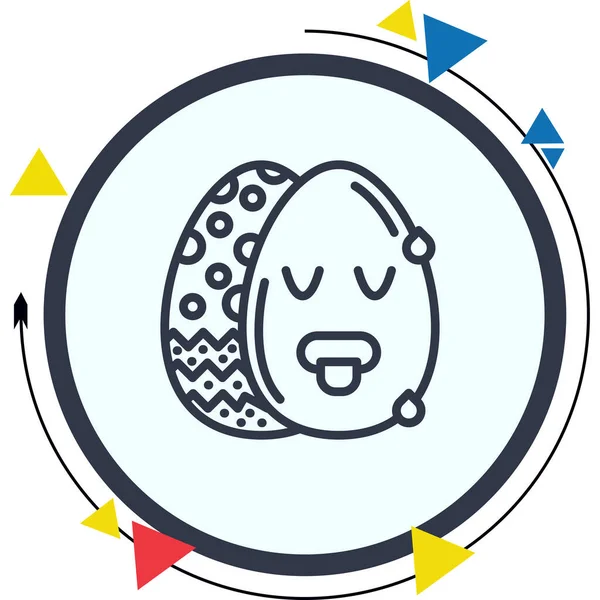 Paskalya Yumurta Çizgisi Simgesi, Düz Emoji, Basit Resimler Beyaz Arkaplanda İzole Edildi