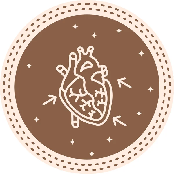 Beyaz arka planda karıncığını gösteren küçük okları olan insan kalbi..