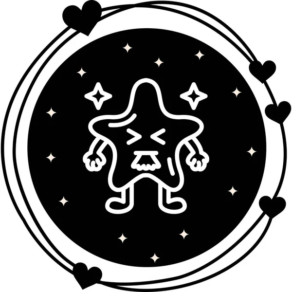 Yıldız Kusması, elleri ve bacakları olan bir yıldız karakteri ışık eğimli arkaplanda görüntülenir.