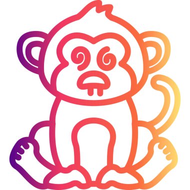 Çizgi Maymun Çizgisi Simgesi, Beyaz Arkaplanda Yaratıcı İllüstrasyon