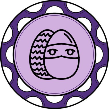 Paskalya Yumurta Çizgisi Simgesi, Düz Emoji, Basit Resimler Beyaz Arkaplanda İzole Edildi