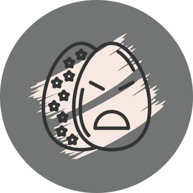 Paskalya Yumurta Çizgisi Simgesi, Düz Emoji, Basit Resimler Beyaz Arkaplanda İzole Edildi