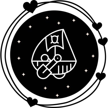 Bayrağı olan balıkçı teknesi, ağ simgesi