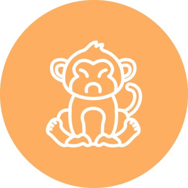 Çizgi Maymun Çizgisi Simgesi, Beyaz Arkaplanda Yaratıcı İllüstrasyon