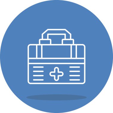 Haç simgesi olan bir ilk yardım çantasının çizimi..