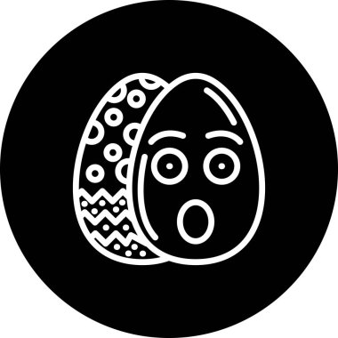 Paskalya Yumurta Çizgisi Simgesi, Düz Emoji, Basit Resimler Beyaz Arkaplanda İzole Edildi