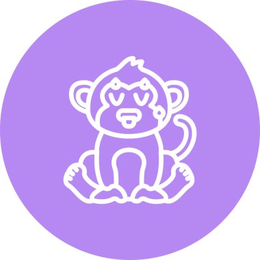 Çizgi Maymun Çizgisi Simgesi, Beyaz Arkaplanda Yaratıcı İllüstrasyon