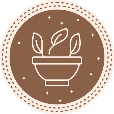 Yuvarlak kaseden çıkan üç küçük yaprağı gösteren uygulama simgesi