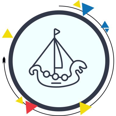 Viking gemisi basit düz resimleme