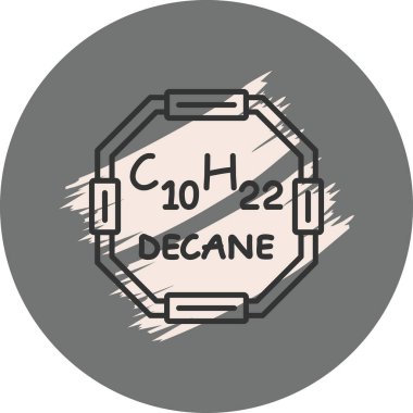 Decane molekülünün kimyasal yapısı, basit web simgesi