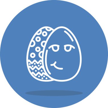 Paskalya Yumurta Çizgisi Simgesi, Düz Emoji, Basit Resimler Beyaz Arkaplanda İzole Edildi