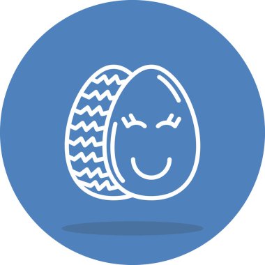 Neşeli bahar yumurtası ikonu. İki süslü Paskalya yumurtası, biri gülen yüzlü..