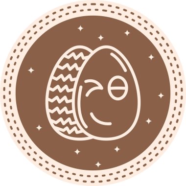 Paskalya Yumurta Çizgisi Simgesi, Düz Emoji, Basit Resimler Beyaz Arkaplanda İzole Edildi