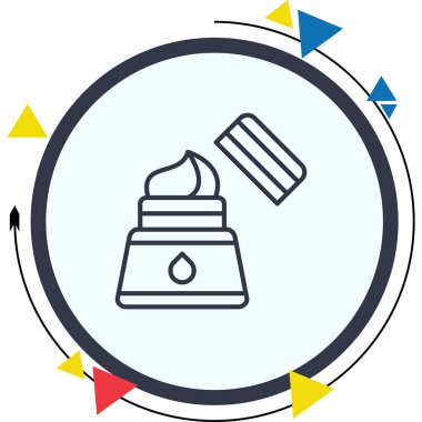 Minimalist taslak, günlük cilt bakımı için kapağı çıkarılmış, gençleştirici anti-yaşlandırıcı yüz kremi kabını tasvir ediyor..