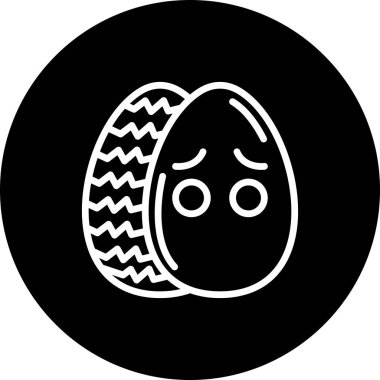 Paskalya Yumurta Çizgisi Simgesi, Düz Emoji, Basit Resimler Beyaz Arkaplanda İzole Edildi