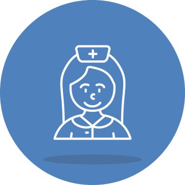 Profesyonel sağlık uygulamaları ya da tıbbi web sayfaları için tasarlanmış minimalist beyaz hemşire çizgisi grafiği.