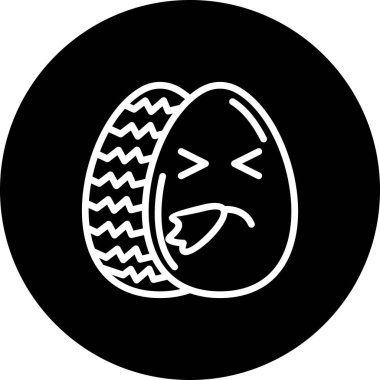 Paskalya Yumurta Çizgisi Simgesi, Düz Emoji, Basit Resimler Beyaz Arkaplanda İzole Edildi