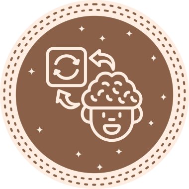 Beyni olan insan kafası simgesi, vektör çizimi basit tasarım