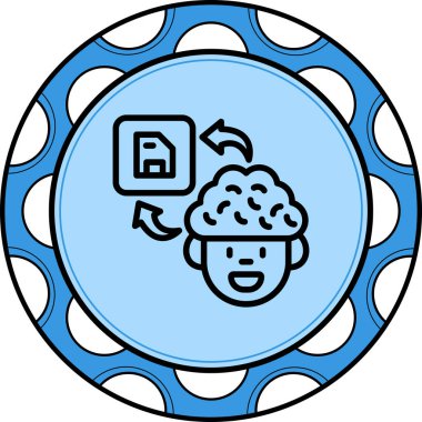 Beyni olan insan kafası simgesi, vektör çizimi basit tasarım