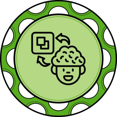 Beyni olan insan kafası simgesi, vektör çizimi basit tasarım